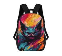Impresión 3D Colorful Abstract Cat Art Print-2 Mochilas Escolares Para Niños De 17 Pulgadas, Mochilas Para Libros Para Niños, Mochila De Gran Capacidad, Mochila De Viaje, Mochilas De Uso Diario