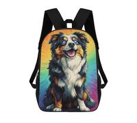 Impresión 3D Colorful Australian Shepherd Art Print -1 Mochilas Escolares Para Niños De 17 Pulgadas, Mochilas Para Libros Para Niños, Mochila De Gran Capacidad, Mochila De Viaje, Mochilas De Uso Diari