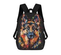 Impresión 3D Colorful German Shepherd Art Print-4 Mochilas Escolares Para Niños De 17 Pulgadas, Mochilas Para Libros Para Niños, Mochila De Gran Capacidad, Mochila De Viaje, Mochilas De Uso Diario