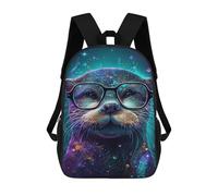 Impresión 3D Colorful Otter with Glasses-1 Mochilas Escolares Para Niños De 17 Pulgadas, Mochilas Para Libros Para Niños, Mochila De Gran Capacidad, Mochila De Viaje, Mochilas De Uso Diario