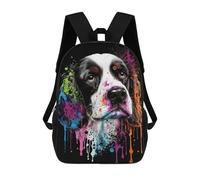 Impresión 3D Colorful Splash Dog Art Print -1 Mochilas Escolares Para Niños De 17 Pulgadas, Mochilas Para Libros Para Niños, Mochila De Gran Capacidad, Mochila De Viaje, Mochilas De Uso Diario
