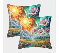 Impresión 3D Cosmos Bipinnatus Fundas Cojines Modernas Juego Cuadrado Almohada Juego De 2 Funda para Cojines Decorativos para Sofá Cama Coche Hogar 50x50cm