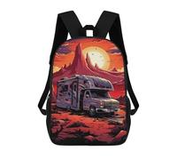 Impresión 3D Desert Sunset Camper Adventure -2 Mochilas Escolares Para Niños De 17 Pulgadas, Mochilas Para Libros Para Niños, Mochila De Gran Capacidad, Mochila De Viaje, Mochilas De Uso Diario