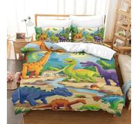 Impresión 3D Dinosaurios Juego De Ropa De Cama con Cierre De Cremallera Funda De Almohada Juego De Funda De Edredón Microfibra Single（140x200cm）