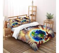 Impresión 3D El Creador Juego De Ropa De Cama Juvenil 3 Piezas Microfibra 2 Fundas De Almohad Suave con Cremallera De Super King（260x220cm）