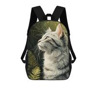 Impresión 3D Elegant Cat Portrait in Nature Mochilas Escolares Para Niños De 17 Pulgadas, Mochilas Para Libros Para Niños, Mochila De Gran Capacidad, Mochila De Viaje, Mochilas De Uso Diario