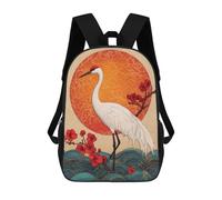 Impresión 3D Elegant Crane Sunset Art Print Mochilas Escolares Para Niños De 17 Pulgadas, Mochilas Para Libros Para Niños, Mochila De Gran Capacidad, Mochila De Viaje, Mochilas De Uso Diario