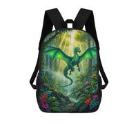 Impresión 3D Emerald Dragon in Lush Jungle Mochilas Escolares Para Niños De 17 Pulgadas, Mochilas Para Libros Para Niños, Mochila De Gran Capacidad, Mochila De Viaje, Mochilas De Uso Diario