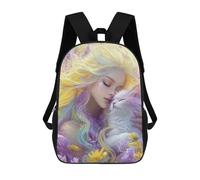 Impresión 3D Enchanted Garden with Fantasy Cat Mochilas Escolares Para Niños De 17 Pulgadas, Mochilas Para Libros Para Niños, Mochila De Gran Capacidad, Mochila De Viaje, Mochilas De Uso Diario