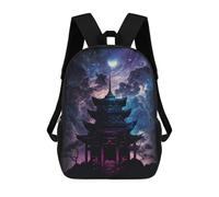 Impresión 3D Enchanted Pagoda Night Sky -2 Mochilas Escolares Para Niños De 17 Pulgadas, Mochilas Para Libros Para Niños, Mochila De Gran Capacidad, Mochila De Viaje, Mochilas De Uso Diario