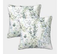 Impresión 3D Eucalipto & Hoja Dorada Fundas Cojines Modernas Juego Cuadrado Almohada Juego De 2 Funda De Almohada Elegantes Decorativa Dormitorio, Sofá, Silla,Cama 40x40cm