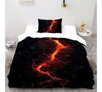 Impresión 3D fisura Lava Juego De Ropa De Cama Infantil/Juvenil 2 Piezas Microfibra 1 Fundas De Almohad Suave con Cremallera De Single（135x200cm）