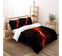 Impresión 3D fisura Lava Juego De Ropa De Cama Niñas 3 Piezas Microfibra 2 Fundas De Almohad Suave con Cremallera De Super King（260x220cm）