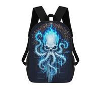 Impresión 3D Flaming Skull Octopus Digital Art Mochilas Escolares Para Niños De 17 Pulgadas, Mochilas Para Libros Para Niños, Mochila De Gran Capacidad, Mochila De Viaje, Mochilas De Uso Diario