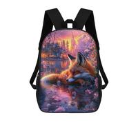 Impresión 3D Fox in Cherry Blossom Paradise Mochilas Escolares Para Niños De 17 Pulgadas, Mochilas Para Libros Para Niños, Mochila De Gran Capacidad, Mochila De Viaje, Mochilas De Uso Diario