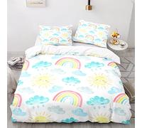 Impresión 3D Funda Nordica Cama 105 Infantil Niña 155X220 Cm Ropa De Cama 155X220 Microfibra Suave Arcoiris Funda De Edredón con 2 Fundas De Almohada De 40X75Cm