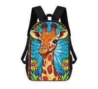 Impresión 3D Giraffe Stained Glass Artwork-1 Mochilas Escolares Para Niños De 17 Pulgadas, Mochilas Para Libros Para Niños, Mochila De Gran Capacidad, Mochila De Viaje, Mochilas De Uso Diario