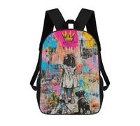 Impresión 3D Girl with Crown Graffiti Art Print Mochilas Escolares Para Niños De 17 Pulgadas, Mochilas Para Libros Para Niños, Mochila De Gran Capacidad, Mochila De Viaje, Mochilas De Uso Diario