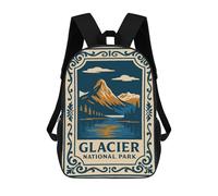 Impresión 3D Glacier National Park Vintage Style Poster Mochilas Escolares Para Niños De 17 Pulgadas, Mochilas Para Libros Para Niños, Mochila De Gran Capacidad, Mochila De Viaje, Mochilas De Uso Diar