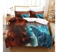 Impresión 3D Godzilla Vs King Kong Juego De Cama De con Cierre De Cremallera Funda De Almohada Funda De Edredón Microfibra Super King（260x220cm）