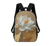 Impresión 3D Golden Lotus Flower Art Print-1 Mochilas Escolares Para Niños De 17 Pulgadas, Mochilas Para Libros Para Niños, Mochila De Gran Capacidad, Mochila De Viaje, Mochilas De Uso Diario