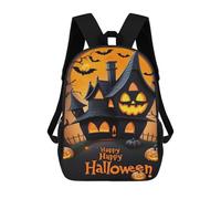Impresión 3D Halloween Haunted House Decor Mochilas Escolares Para Niños De 17 Pulgadas, Mochilas Para Libros Para Niños, Mochila De Gran Capacidad, Mochila De Viaje, Mochilas De Uso Diario