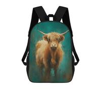 Impresión 3D Highland Cow Painting Art Print Mochilas Escolares Para Niños De 17 Pulgadas, Mochilas Para Libros Para Niños, Mochila De Gran Capacidad, Mochila De Viaje, Mochilas De Uso Diario