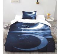 Impresión 3D Jack Frost Luna Juego De Ropa De Cama Niños 2 Piezas Microfibra 1 Fundas De Almohad Suave con Cremallera De Single（135x200cm）