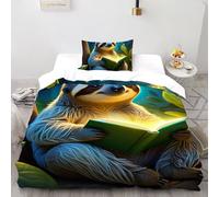 Impresión 3D Leer Pereza Juego De Ropa De Cama Juvenil 2 Piezas Microfibra 1 Fundas De Almohad Suave con Cremallera De Single(135x200cm)