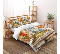 Impresión 3D Libro de Cuentos de otoño Juego De Ropa De Cama Infantil/Juvenil 3 Piezas Suave Transpirable 2 Fundas De Almohad Suave con Cremallera De Double（200x200cm）
