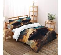 Impresión 3D Mirada hacia el Cielo Juego De Ropa De Cama Juvenil 3 Piezas Moderna 2 Fundas De Almohad Suave con Cremallera De Double（200x200cm）