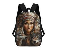 Impresión 3D Native American Wolf Spirit Art Mochilas Escolares Para Niños De 17 Pulgadas, Mochilas Para Libros Para Niños, Mochila De Gran Capacidad, Mochila De Viaje, Mochilas De Uso Diario