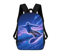 Impresión 3D Neon Snowboarder Aurora Night -1 Mochilas Escolares Para Niños De 17 Pulgadas, Mochilas Para Libros Para Niños, Mochila De Gran Capacidad, Mochila De Viaje, Mochilas De Uso Diario