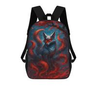 Impresión 3D Nine-tailed Fox in Red And Blue Mochilas Escolares Para Niños De 17 Pulgadas, Mochilas Para Libros Para Niños, Mochila De Gran Capacidad, Mochila De Viaje, Mochilas De Uso Diario