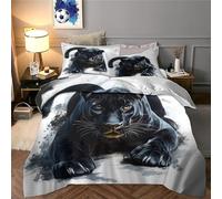 Impresión 3D Pantera Negra Juego De Ropa De Cama con Cierre De Cremallera Funda De Almohada Juego De Funda De Edredón Microfibra King（220x240cm）