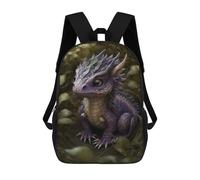 Impresión 3D Purple Baby Dragon Fantasy Art Mochilas Escolares Para Niños De 17 Pulgadas, Mochilas Para Libros Para Niños, Mochila De Gran Capacidad, Mochila De Viaje, Mochilas De Uso Diario