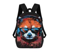 Impresión 3D Raccoon DJ Headphones Art Print Mochilas Escolares Para Niños De 17 Pulgadas, Mochilas Para Libros Para Niños, Mochila De Gran Capacidad, Mochila De Viaje, Mochilas De Uso Diario