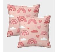 Impresión 3D Rainbow Corazones Fundas De Cojines Cojines Decorativos Cuadrado Funda De Almohada Juego De 2 Funda De Almohada Elegantes Decorativa Dormitorio, Sofá, Silla,Cama 40x40cm