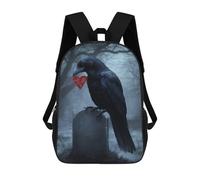 Impresión 3D Raven with Heart on Tombstone Mochilas Escolares Para Niños De 17 Pulgadas, Mochilas Para Libros Para Niños, Mochila De Gran Capacidad, Mochila De Viaje, Mochilas De Uso Diario