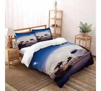 Impresión 3D Reunión Moonlit Wall-E & Eve Juego De Ropa De Cama Juvenil 3 Piezas Microfibra 2 Fundas De Almohad Suave con Cremallera De King（220x240cm）