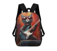 Impresión 3D Rock Star Cat Guitar Art Print -1 Mochilas Escolares Para Niños De 17 Pulgadas, Mochilas Para Libros Para Niños, Mochila De Gran Capacidad, Mochila De Viaje, Mochilas De Uso Diario