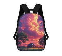 Impresión 3D Romantic Sunset Cottage Scene Mochilas Escolares Para Niños De 17 Pulgadas, Mochilas Para Libros Para Niños, Mochila De Gran Capacidad, Mochila De Viaje, Mochilas De Uso Diario