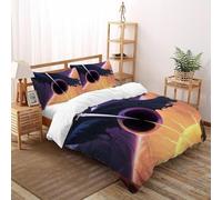 Impresión 3D Sol vs Caballero de la Luna Juego De Ropa De Cama Niñas 3 Piezas De Tacto Extra Suave 2 Fundas De Almohad Suave con Cremallera De Super King（260x220cm）