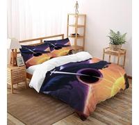 Impresión 3D Sol vs Caballero de la Luna Juego De Ropa De Cama Niños 3 Piezas Microfibra 2 Fundas De Almohad Suave con Cremallera De King（220x240cm）