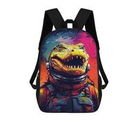 Impresión 3D Space Crocodile Astronaut Art Print Mochilas Escolares Para Niños De 17 Pulgadas, Mochilas Para Libros Para Niños, Mochila De Gran Capacidad, Mochila De Viaje, Mochilas De Uso Diario