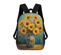 Impresión 3D Sunflower Bouquet Oil Painting-1 Mochilas Escolares Para Niños De 17 Pulgadas, Mochilas Para Libros Para Niños, Mochila De Gran Capacidad, Mochila De Viaje, Mochilas De Uso Diario
