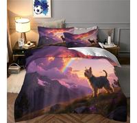 Impresión 3D Terrier de Yorkshire Juego De Cama De con Cierre De Cremallera Funda De Almohada Juego De Funda De Edredón Microfibra Single(135x200cm)