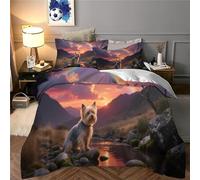 Impresión 3D Terrier de Yorkshire Juego De Cama De con Cierre De Cremallera Funda De Almohada Juego De Funda De Edredón Microfibra Single(135x200cm)