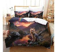 Impresión 3D Terrier de Yorkshire Juego De Ropa De Cama con Cierre De Cremallera Funda De Almohada Funda De Edredón Microfibra Super King(260x220cm)