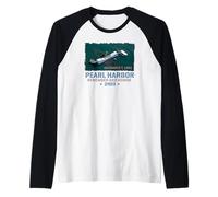 Impresión a pincel Remember and Honra al USS Arizona de Pearl Harbor Camiseta Manga Raglan
